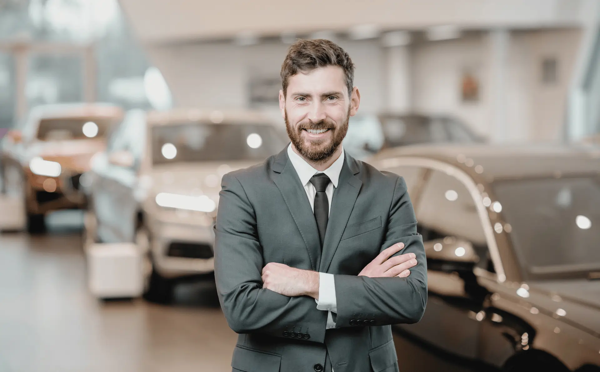 Courtier souriant proposant un accompagnement pour le financement de flotte automobile
