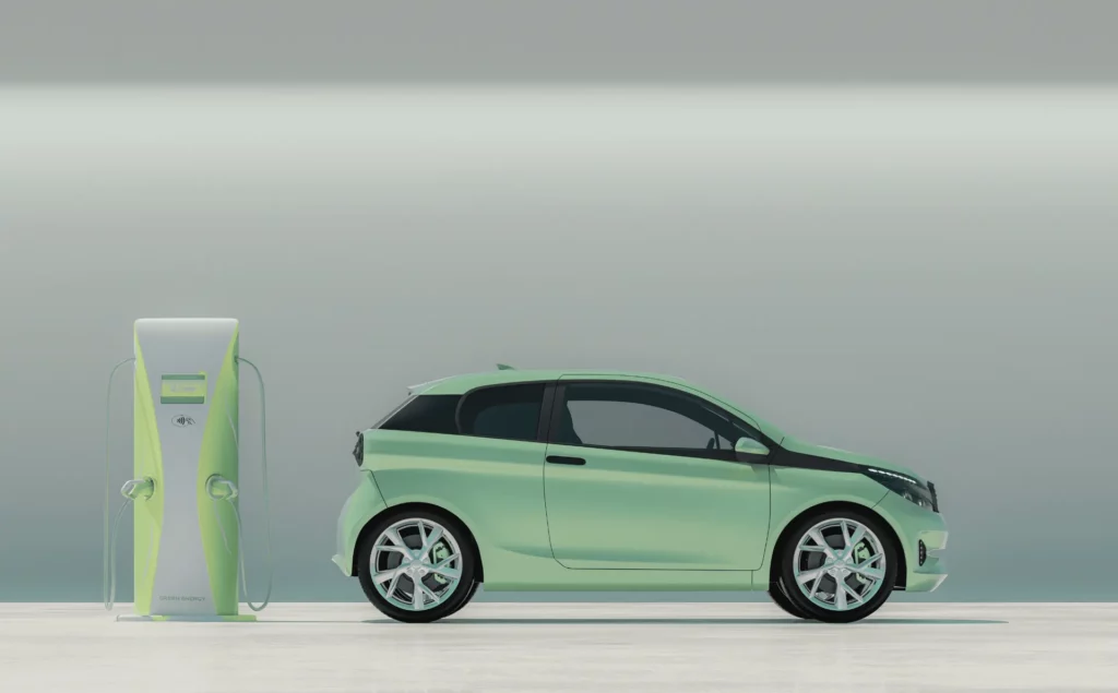 Voiture électrique et sa borne de recharge dans le cadre d'un verdissement du parc automobile