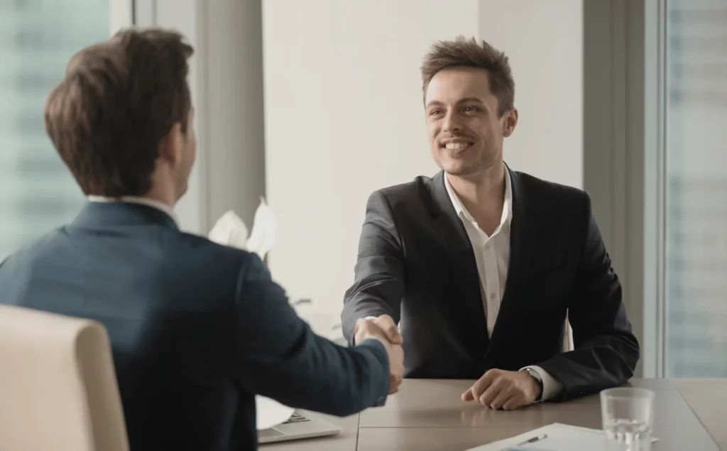 Négociation véhicule entreprise entre un courtier et un conseiller professionnel