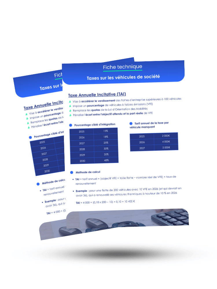 Fiche technique sur les taxes applicables aux véhicules de société